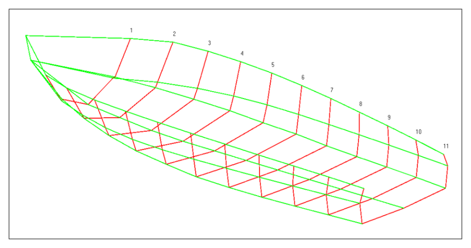 Drawing of stretched hull.